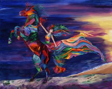 Original Figurative Horse Paintings by Linzi Lynn