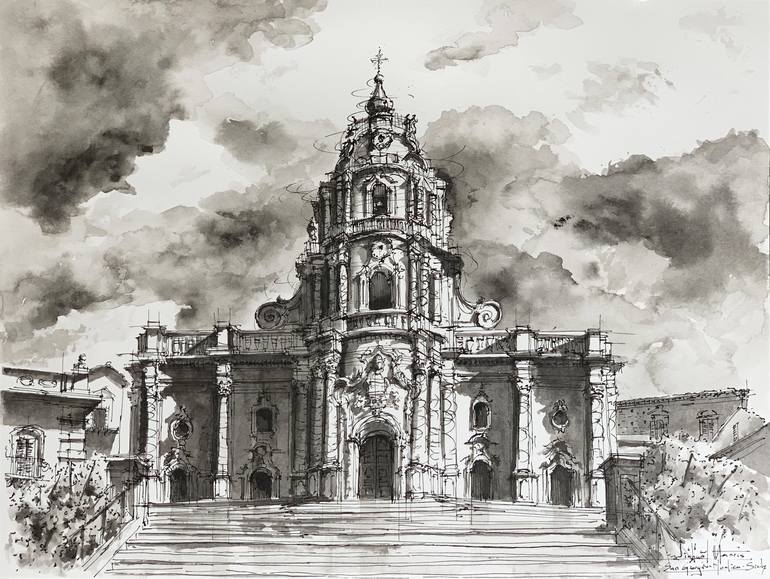 Duomo di San Giorgio in Modica Painting by Michael Richard Harris ...