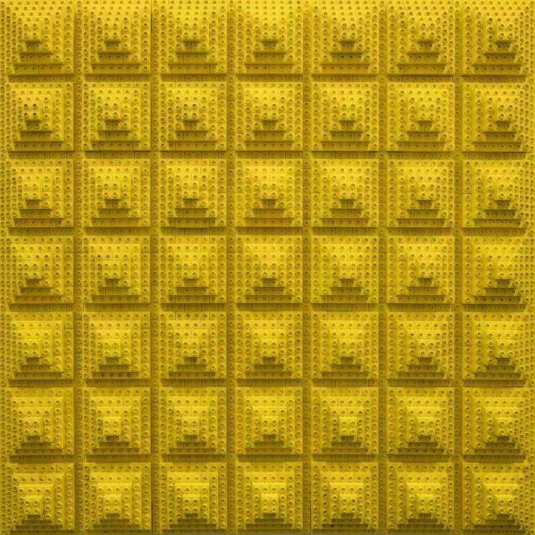 Forty-nine yellow duplo lego pyramids - Print