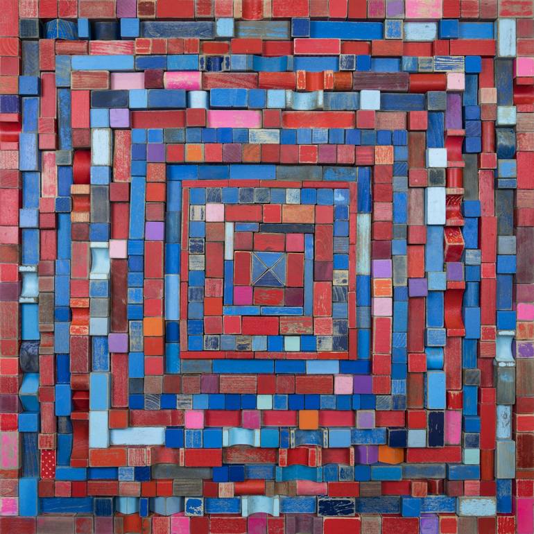 Eight blue and red squares - Print