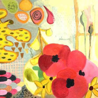 Print of Expressionism Floral Paintings by ELAINE KEHEW