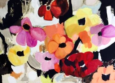 Original Abstract Expressionism Floral Paintings by ELAINE KEHEW