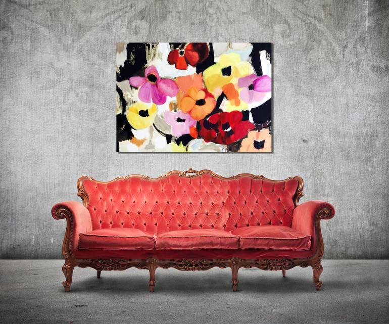 Original Abstract Expressionism Floral Painting by ELAINE KEHEW