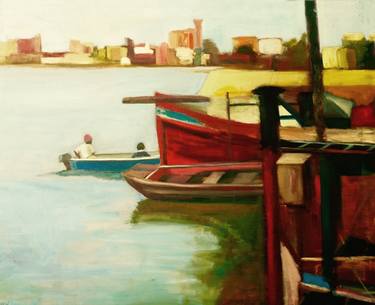 Original Impressionism Boat Paintings by ELAINE KEHEW