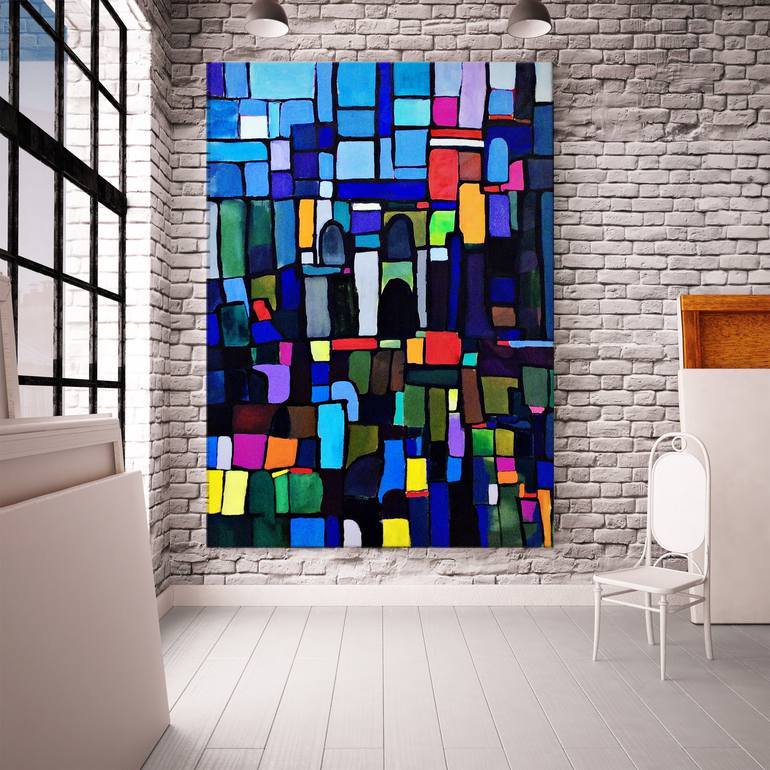 Original Art Deco Abstract Painting by Elaine Kehew