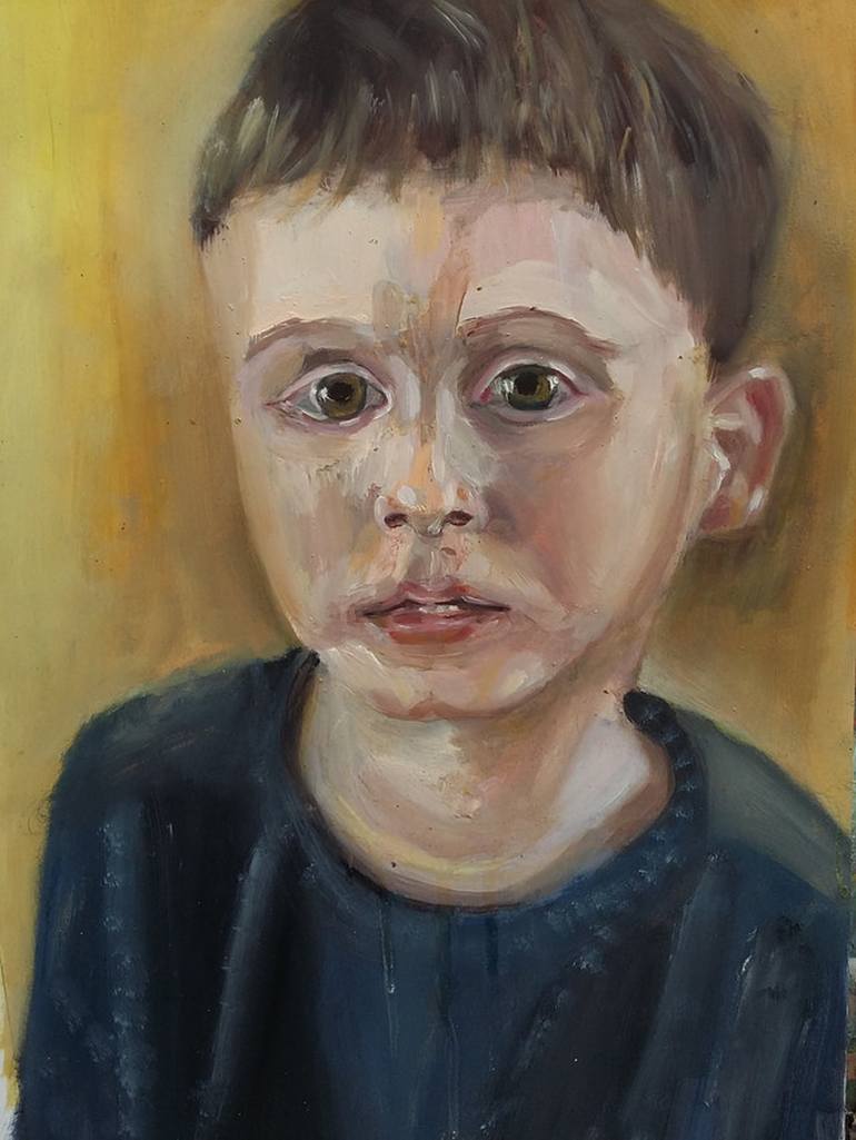 Scared boy Painting by Marcin Biesek | Saatchi Art