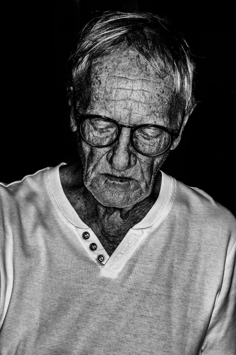 Original People Photography by Christophe Cham | Other Art on Aluminum | Old man in Franccois' bar - Limited Edition 1 of 5