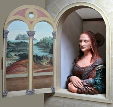 Tardis Da Vinci (concept & bust by Eva Bayley, cabinet,plinth and trompe l'oeil by Martin Jarvis) thumb