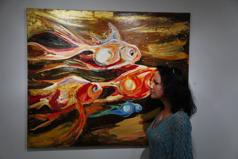 Original Expressionism Fish Painting by Daria Bagrintseva