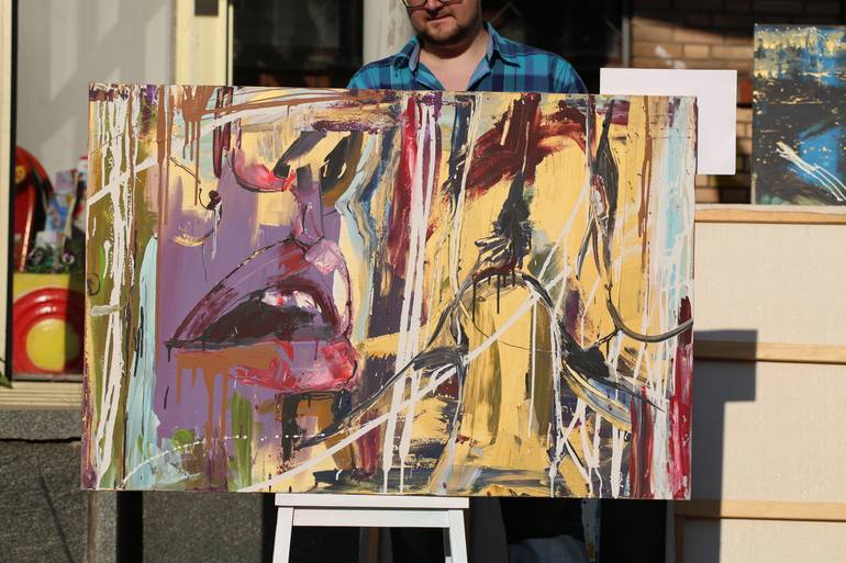 Original Art Deco Erotic Painting by Daria Bagrintseva