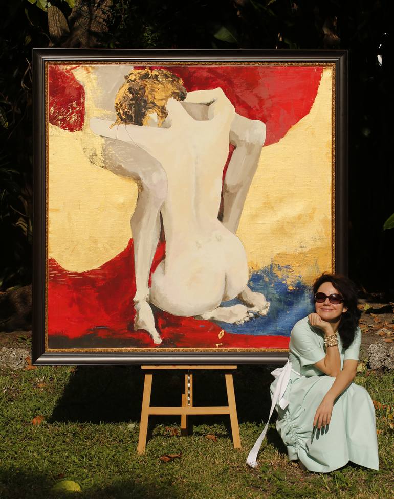 Original Art Deco Erotic Painting by Daria Bagrintseva