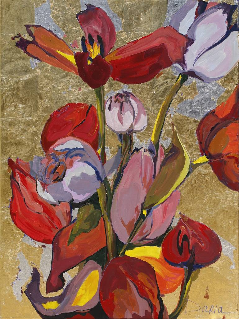 Original Expressionism Floral Painting by Daria Bagrintseva