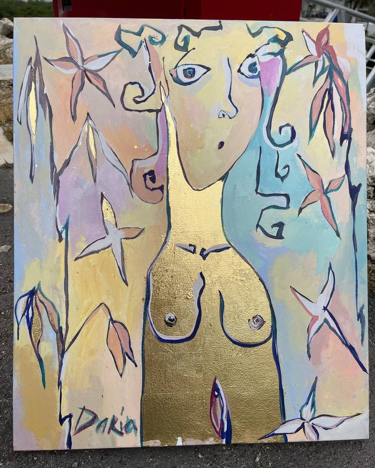 Original Pop Art Nude Painting by Daria Bagrintseva