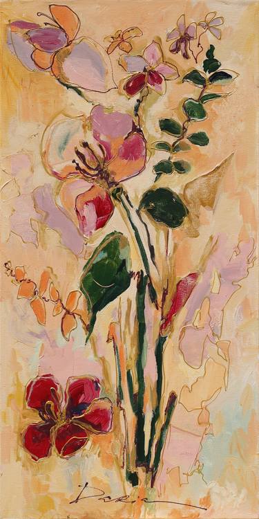 Original Art Deco Floral Paintings by Daria Bagrintseva