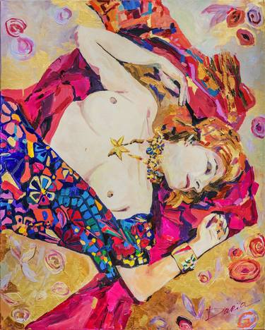 Original Art Deco Nude Paintings by Daria Bagrintseva