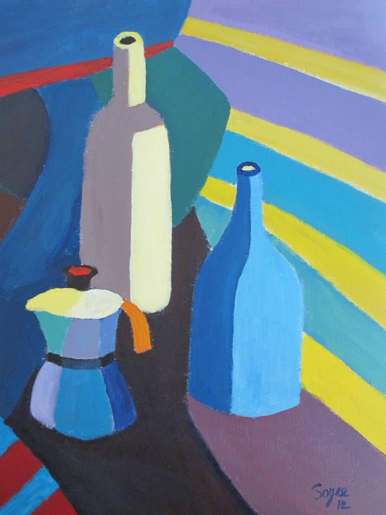 Still life_bottles and teapot Painting by Soyee LAU | Saatchi Art