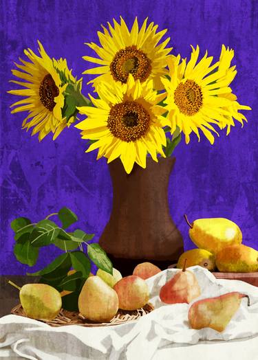 Still-life: Sunflowers and Pears thumb