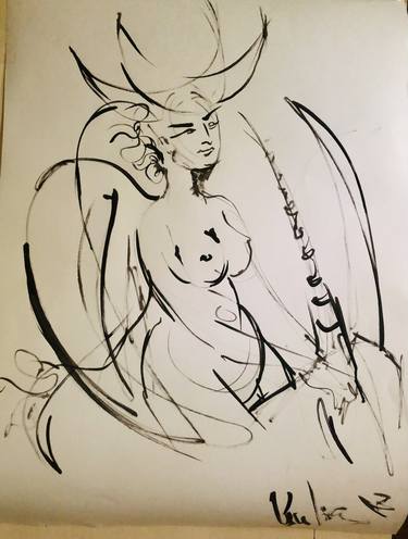 Original Women Drawing by Yulia Malakhova Rigby