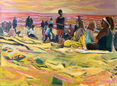 Original Beach Painting by tom ferraro