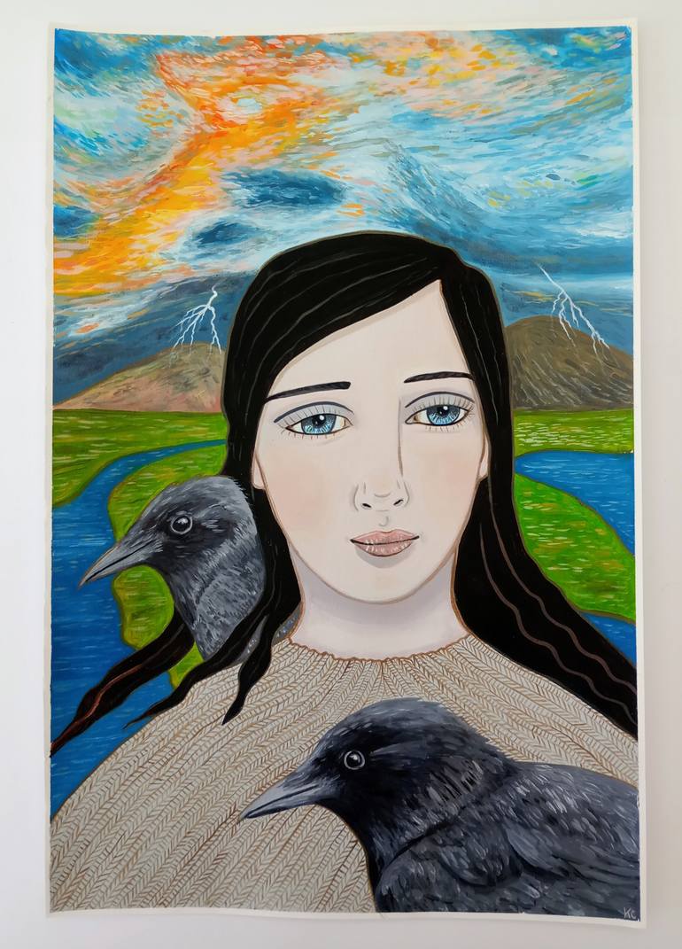 Original Folk Fantasy Painting by Kitty Cooper