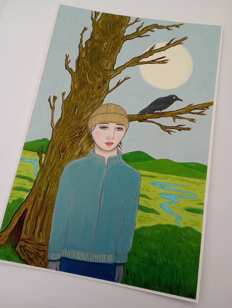 Original Folk Rural Life Painting by Kitty Cooper