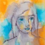 Orange & Blue Portrait by Kitty Cooper