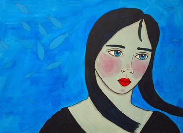 Blue Portrait with Fish thumb