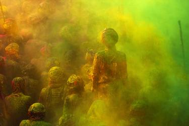People gather in Holi Festival,the festival of color in India thumb