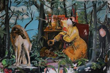 Original Expressionism Dogs Painting by Stefan Doru Moscu