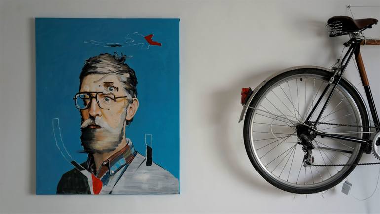 Original Dada People Painting by Stefan Doru Moscu
