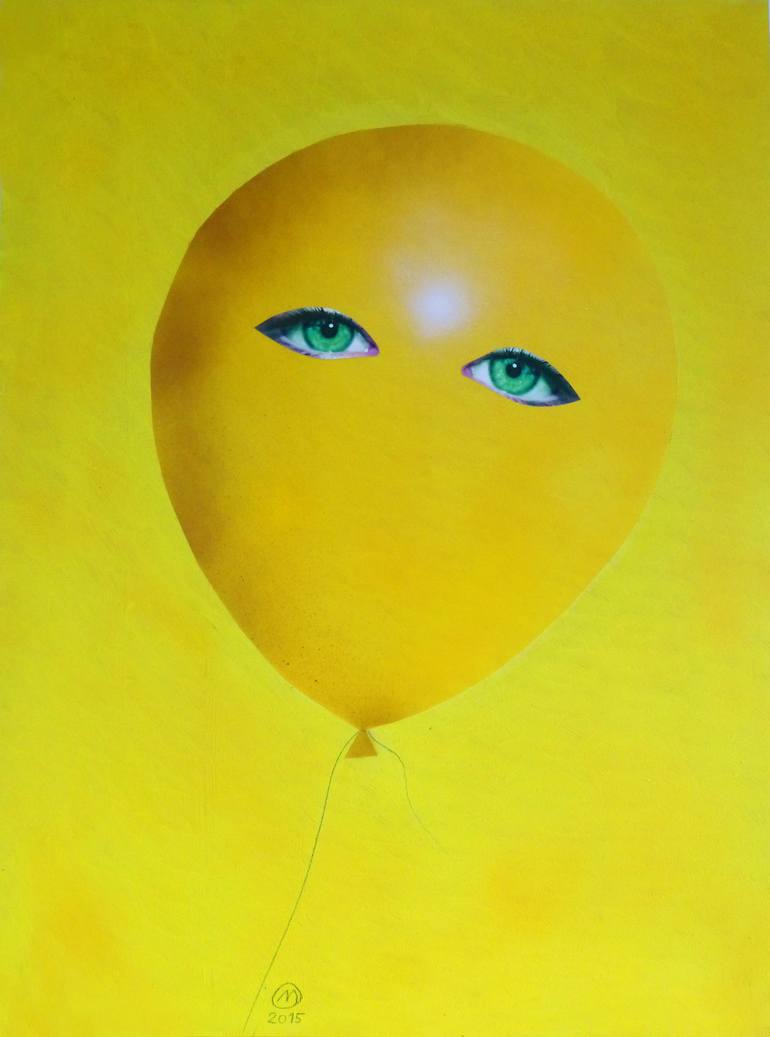 Original Pop CultureCelebrity Painting by Medile Siaulytyte  Pop Art Art on Paper  Yellow