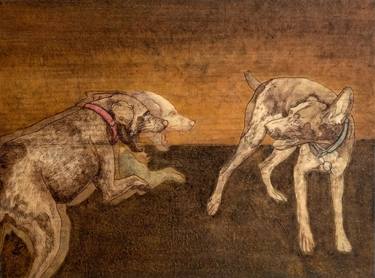 Original Figurative Dogs Paintings by magesh r