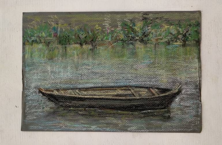 Original Impressionism Boat Painting by magesh r