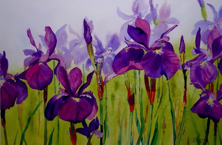 Siberian Irises Painting by Pina Manoni-Rennick | Saatchi Art