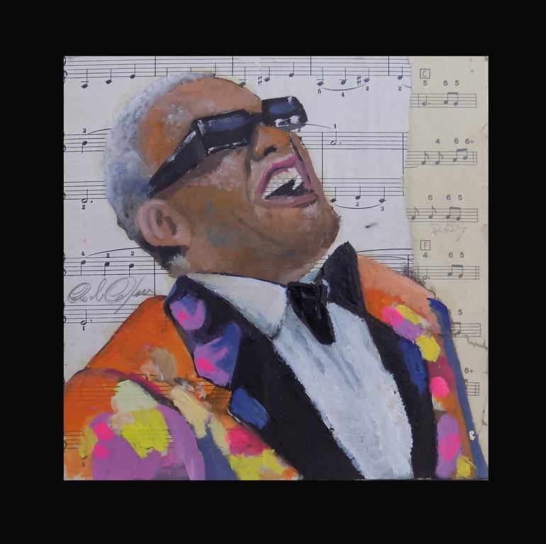 Original Famous Painting by Carlo Capone  Contemporary Art on Paper  Ray Charles