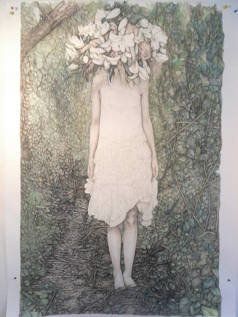 Original Figurative Fantasy Drawing by Valentina Ferrarese Art