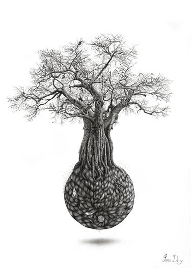 Original Surrealism Nature Drawing by Jono Dry