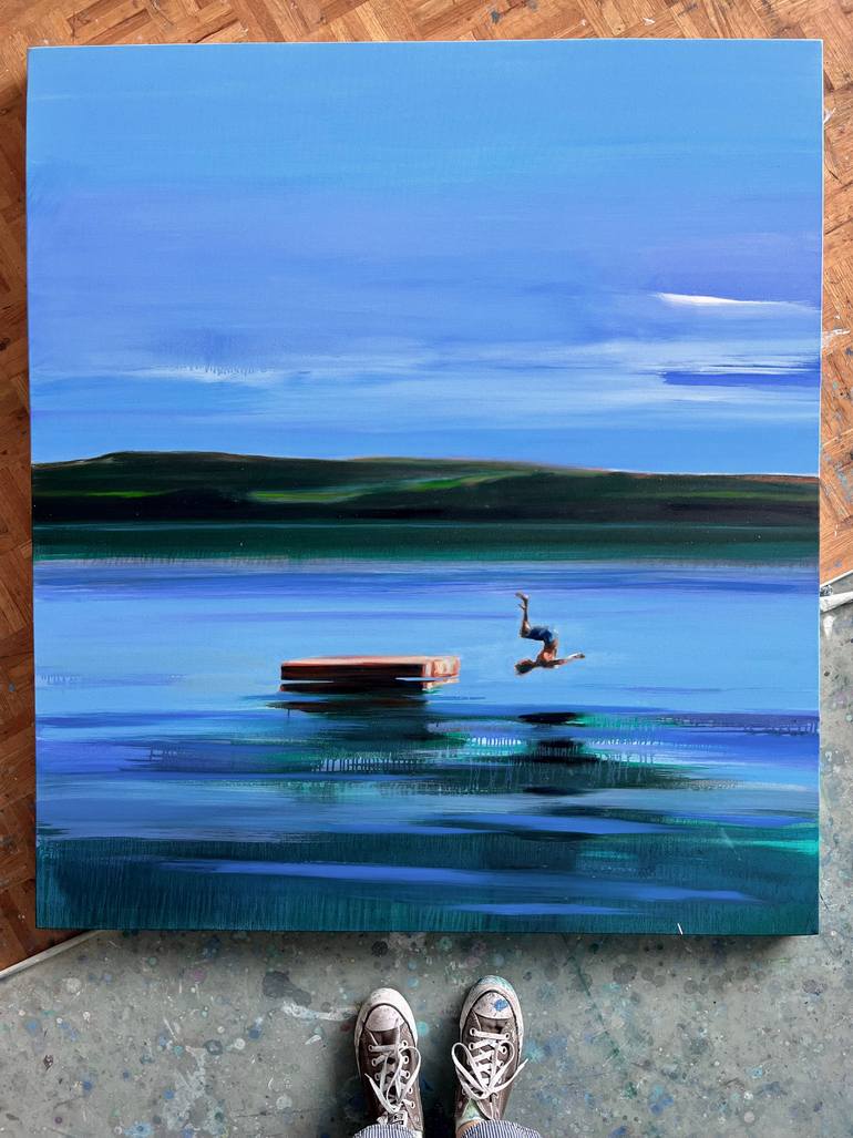 Original Figurative Beach Painting by Elizabeth Lennie