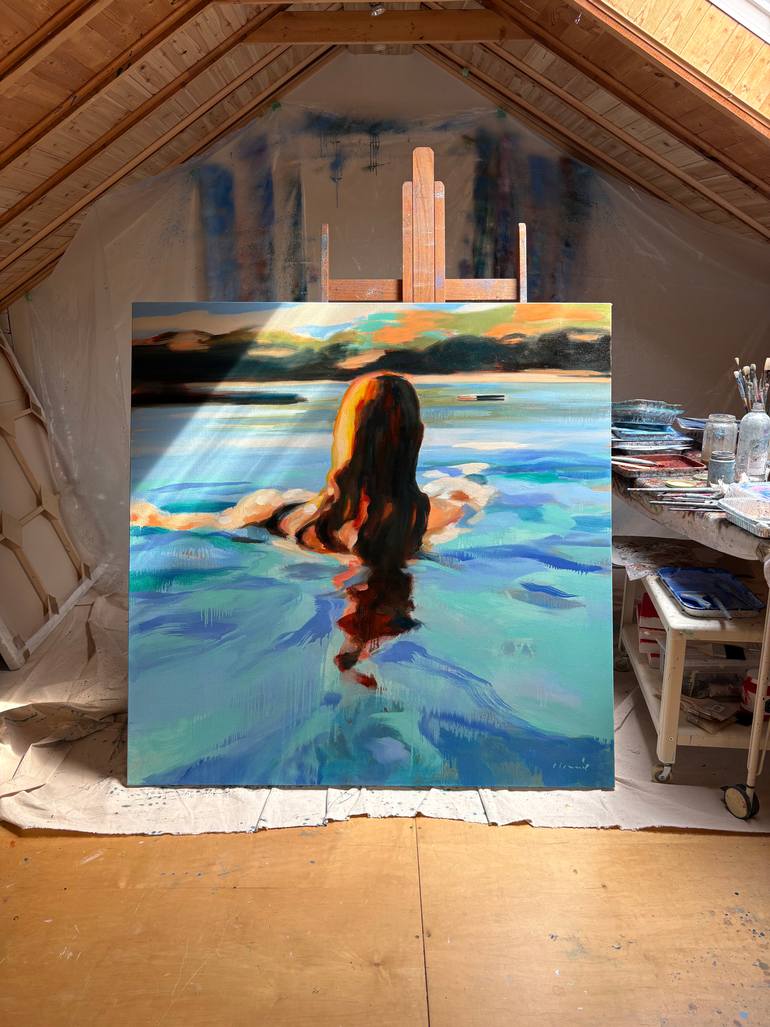 Original Figurative Beach Painting by Elizabeth Lennie