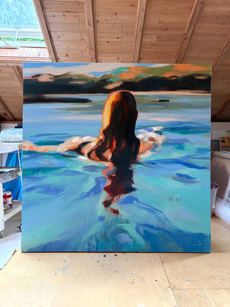 Original Figurative Beach Painting by Elizabeth Lennie