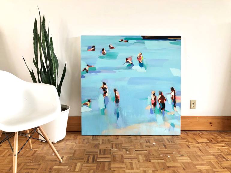 Original Impressionism Beach Painting by Elizabeth Lennie