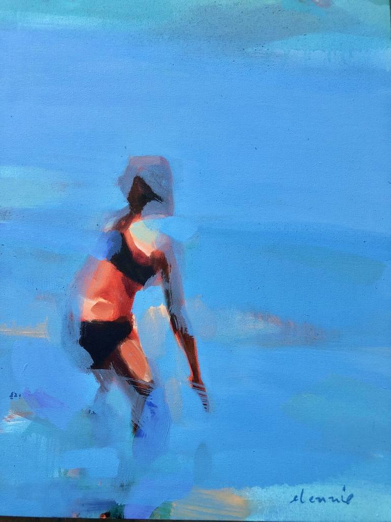 Original Figurative Beach Painting by Elizabeth Lennie