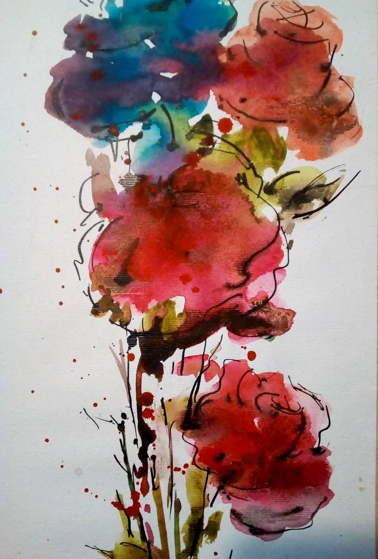 Original Fine Art Floral Drawing by Jamal Toomaj