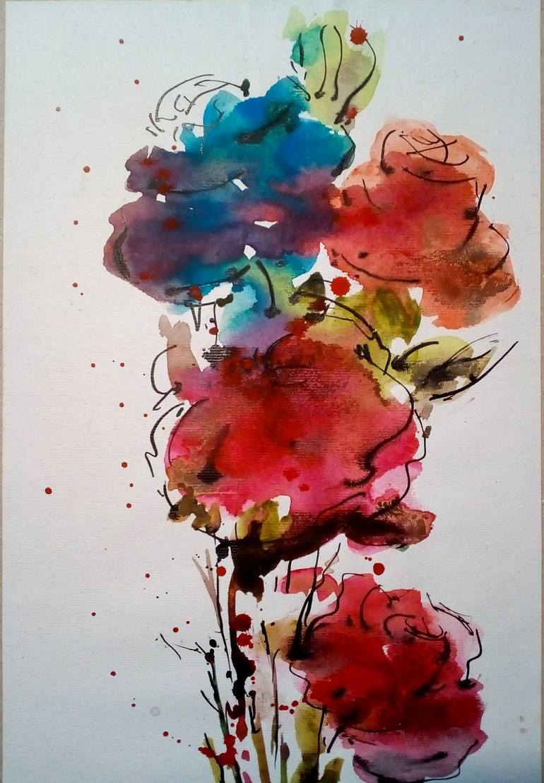 Original Fine Art Floral Drawing by Jamal Toomaj