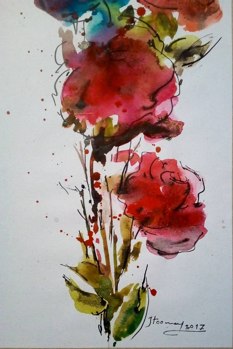 Original Floral Drawing by Jamal Toomaj