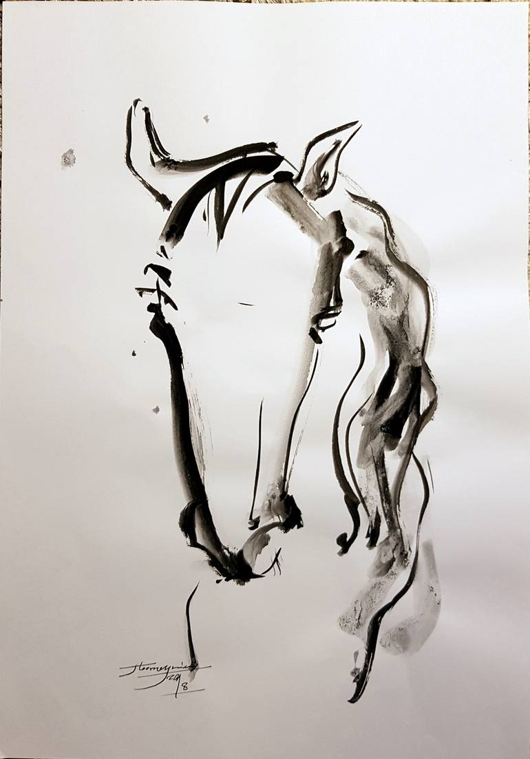 ink Horse Drawing by Jamal Toomaj | Saatchi Art