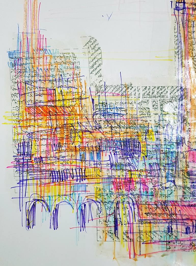 Original Expressionism Cities Drawing by Jamal Toomaj