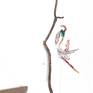 natural tree branch- mixed media- wooden base