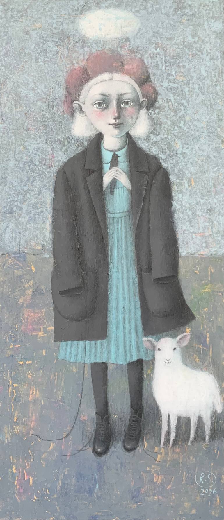 Original Children Painting by Svetlana Rumak | Figurative Art on Canvas | The Little Cloud