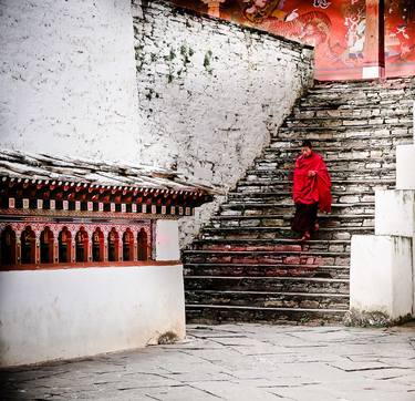 Buddhists hurrying to prayers thumb